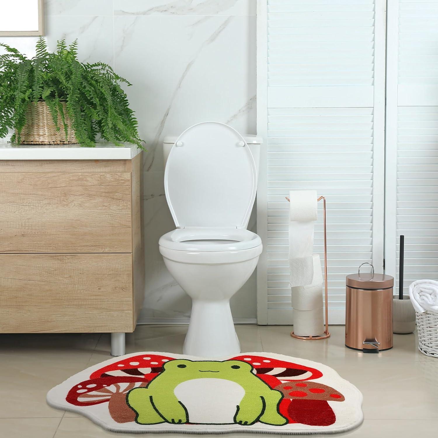 Creative Frog Mushroom Pattern Carpet, Soft Comfortable Bedroom Rug, Trendy Living Room Decor, Easy to Clean Home Decoration