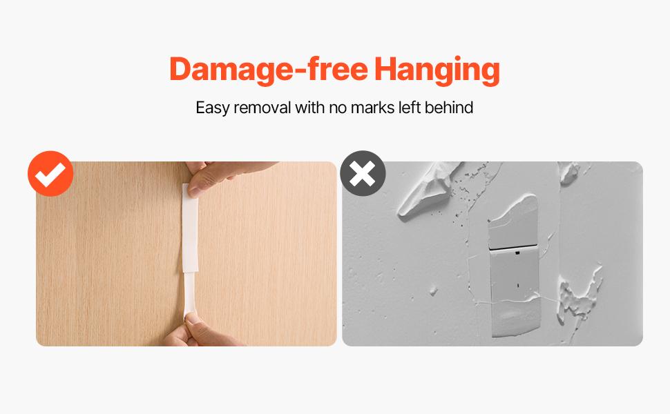 VEVOR Picture Hanging Strips, 16 Pairs, X-Large Picture Hangers with Removable Adhesive, Hook Loop Strips, Wall Hanging Strips for Damage Free Picture Hanger, Mounting of Photos, Frames, Wall Decor