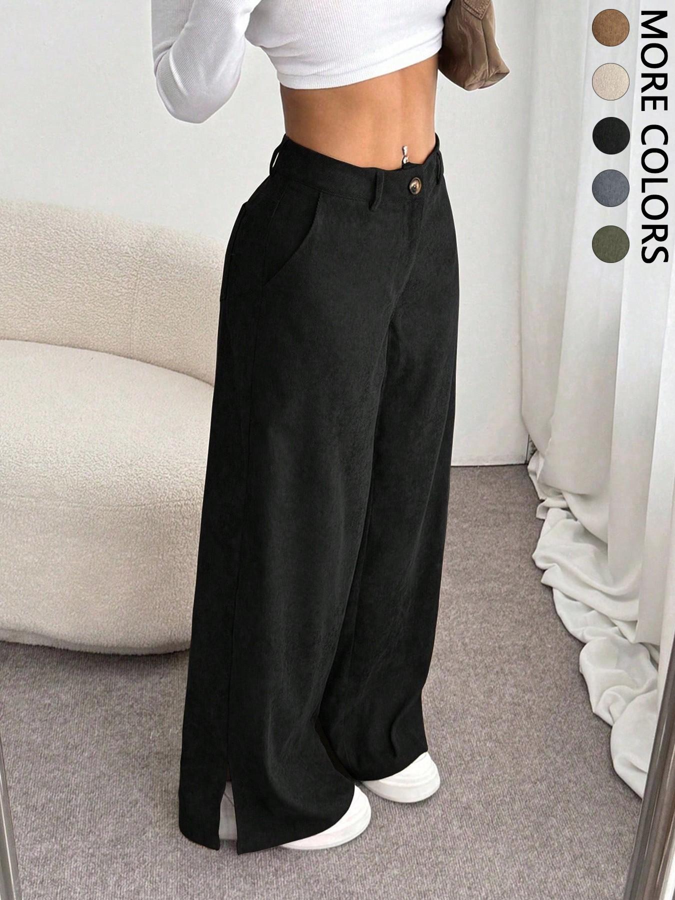 Women's Casual Pants Vintage High-End Split Wide Leg Loose Corduroy Long Pants, Comfortable and Stylish, Aesthetic, Perfect for Daily Wear Valentine's Day