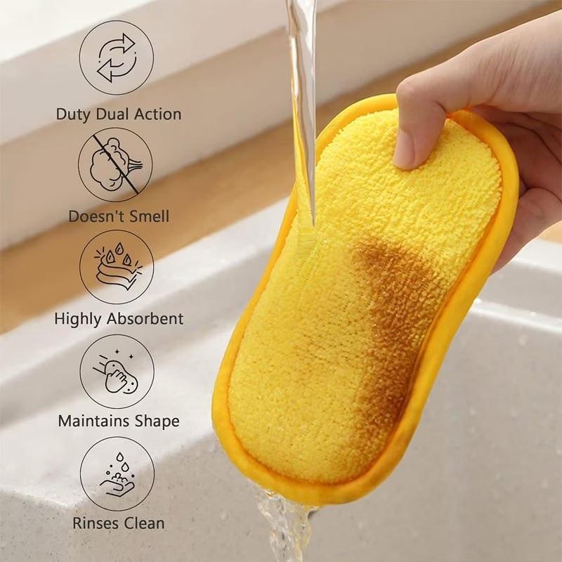 7-Piece Multi-Functional Sponge Wipes, Reusable Kitchen & Bathroom Cleaning Brushes, Non-Scratch Pads, Various Colors, Durable Kitchen Tools