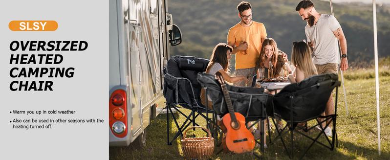 SLSY 2 Pack Oversized Heated Camping Chair with 3 Heat Levels, Portable Folding Heated Chair Round Moon Saucer Folding Lawn Chair for Outdoor Camping Lounge Patio 【Battery not included】 SLSY 2 Pack Oversized Heated Camping Chair with 3 Heat Levels, Portable Folding Heated Chair Round Moon Saucer Folding Lawn Chair for Outdoor Camping Lounge Patio 【Battery not included】