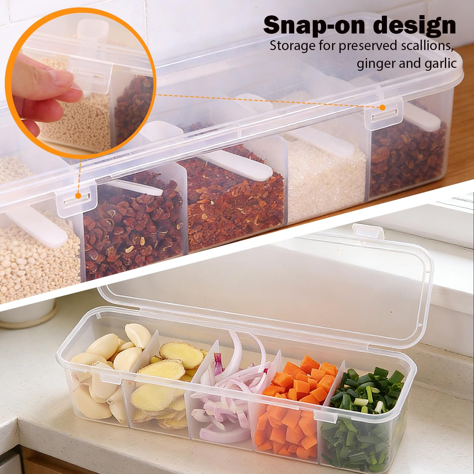 2-Pack Large Capacity Transparent Storage Box with Clips, 5 Compartments, Food-Grade PP Material, Dustproof Lid, Multi-Use for School/home/kitchen/bathroom
