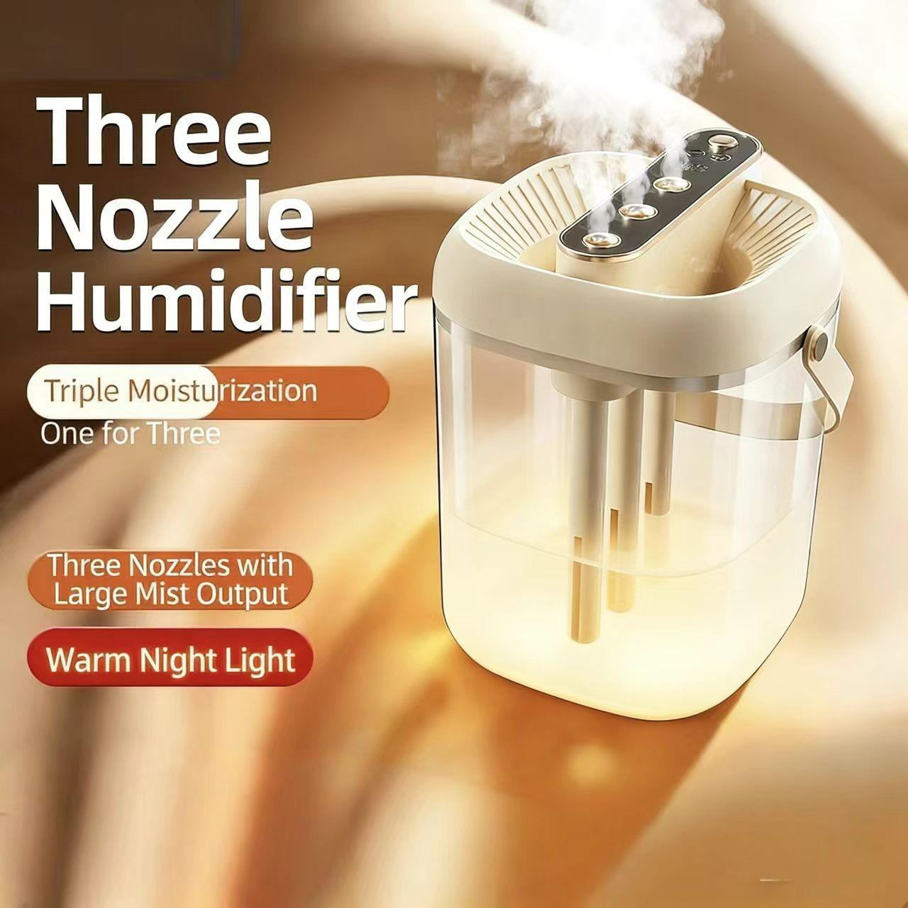 2L Large Capacity Humidifier with Three Spray Nozzles, Smart Display, Ai Moisture Control, Quiet Operation, Ideal for Living Room, Bedroom, Office