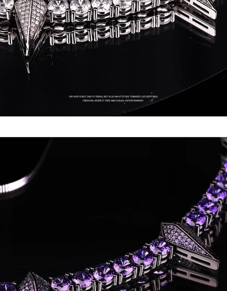 Cuban Style Chain Bracelets & Bangles, Dark Style Iced-Out Black Panther for Men & Women, Hypoallergenic Copper Zircon for Daily Wear, 7in/8in, Dark Style Bracelets & Bangles