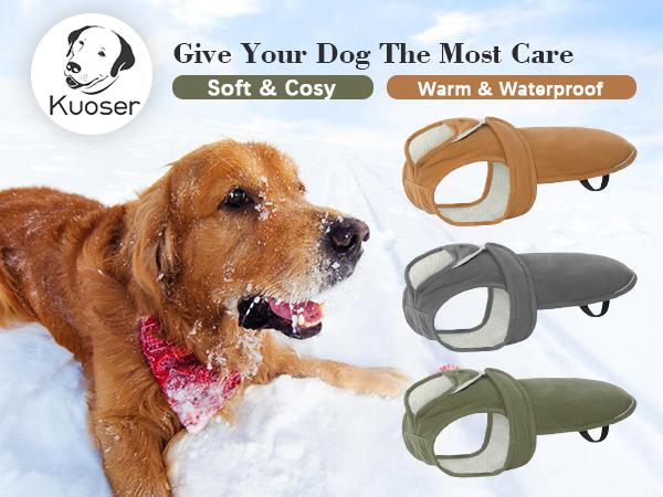 Kuoser Great Dane Dog Winter Coat, Warm Dog Jacket Reflective Fleece Dog Cold Weather Coat Warm Doggie Clothes Waterproof Dog Vest with Zipper Leash Hole for Small Medium Large Dogs