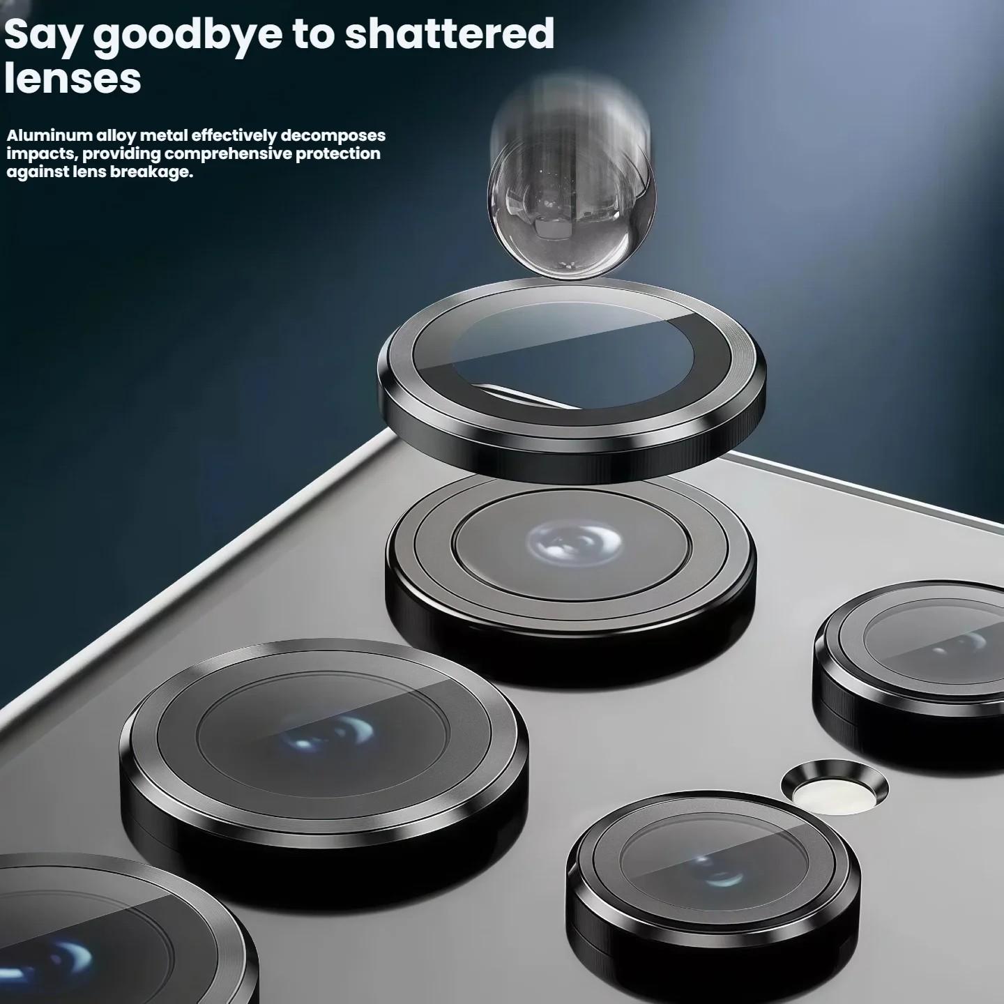 Camera Lens Protector for Samsung Galaxy S26 S25 S24 S23 Ultra Plus, Metal Aluminum CircleTempered Glass Camera Protector, Military Grade Shatterproof，Case Friendly, Accessories Lens Protector-Black