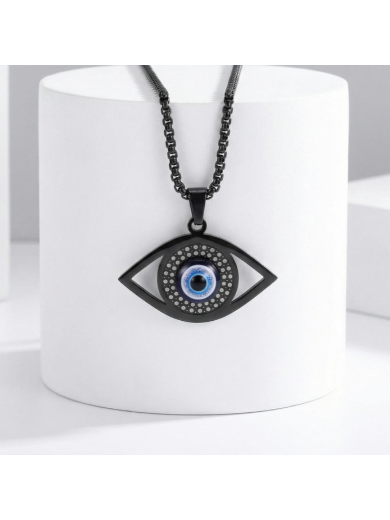 Classic Evil Eye Pendant Necklace - Stainless Steel Turkish Eye Jewelry for Men/Women