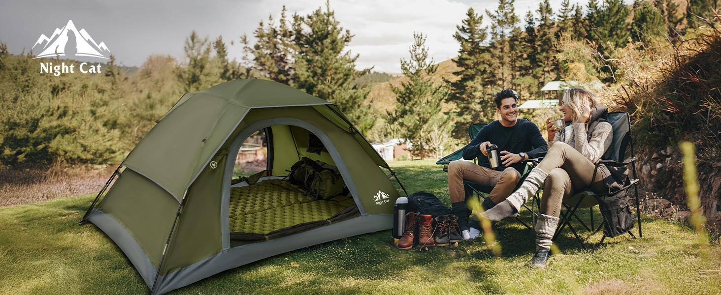 Night Cat Upgraded Backpacking Tent, Spacious for 1-2P, Dual-Pole Design for 20% More Headroom & Easy Clip Setup, PU3000mm Waterproof for Hiking, Camping, Fishing, Motocamping & Outdoor Adventures