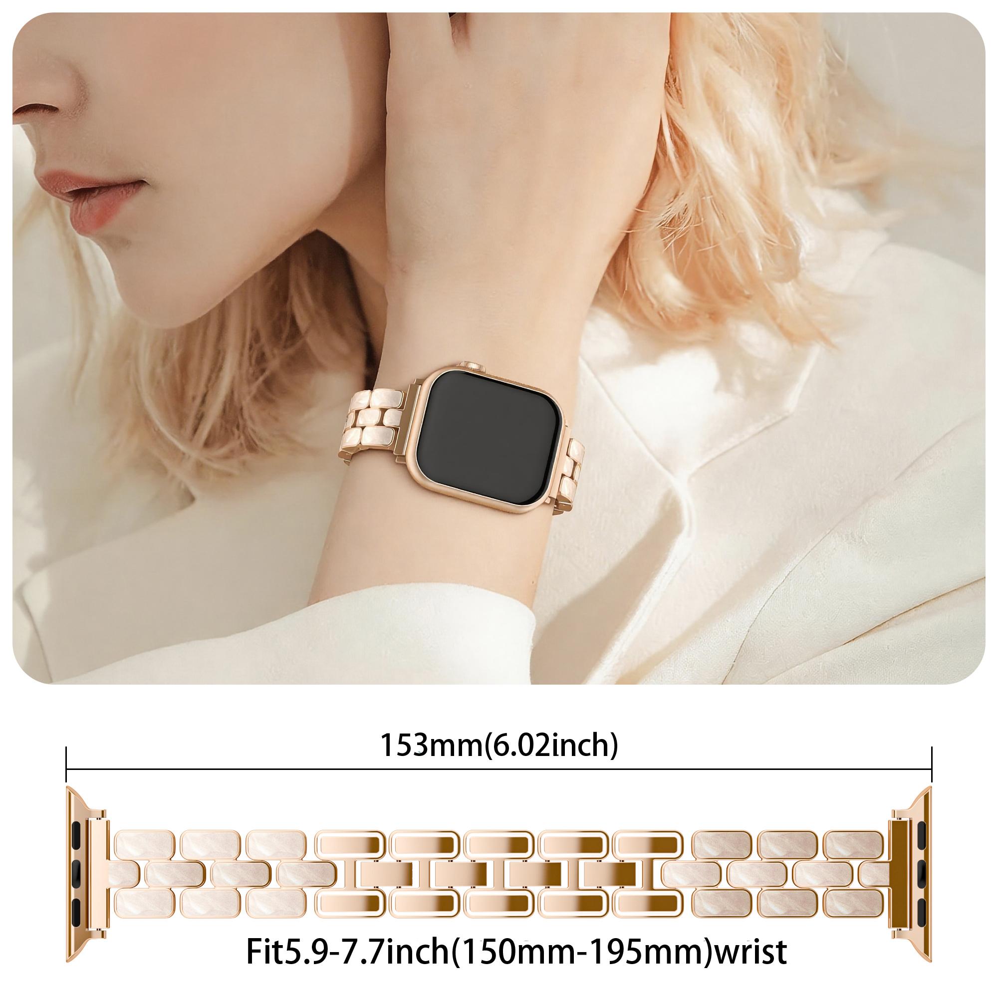 Women's Metal Band for Apple Watch, Luxury Enamel Style with Jewelry Clasp, Fits 38/40/41/42/44/45/46/49mm Iwatch Se/ultra/series 11-1