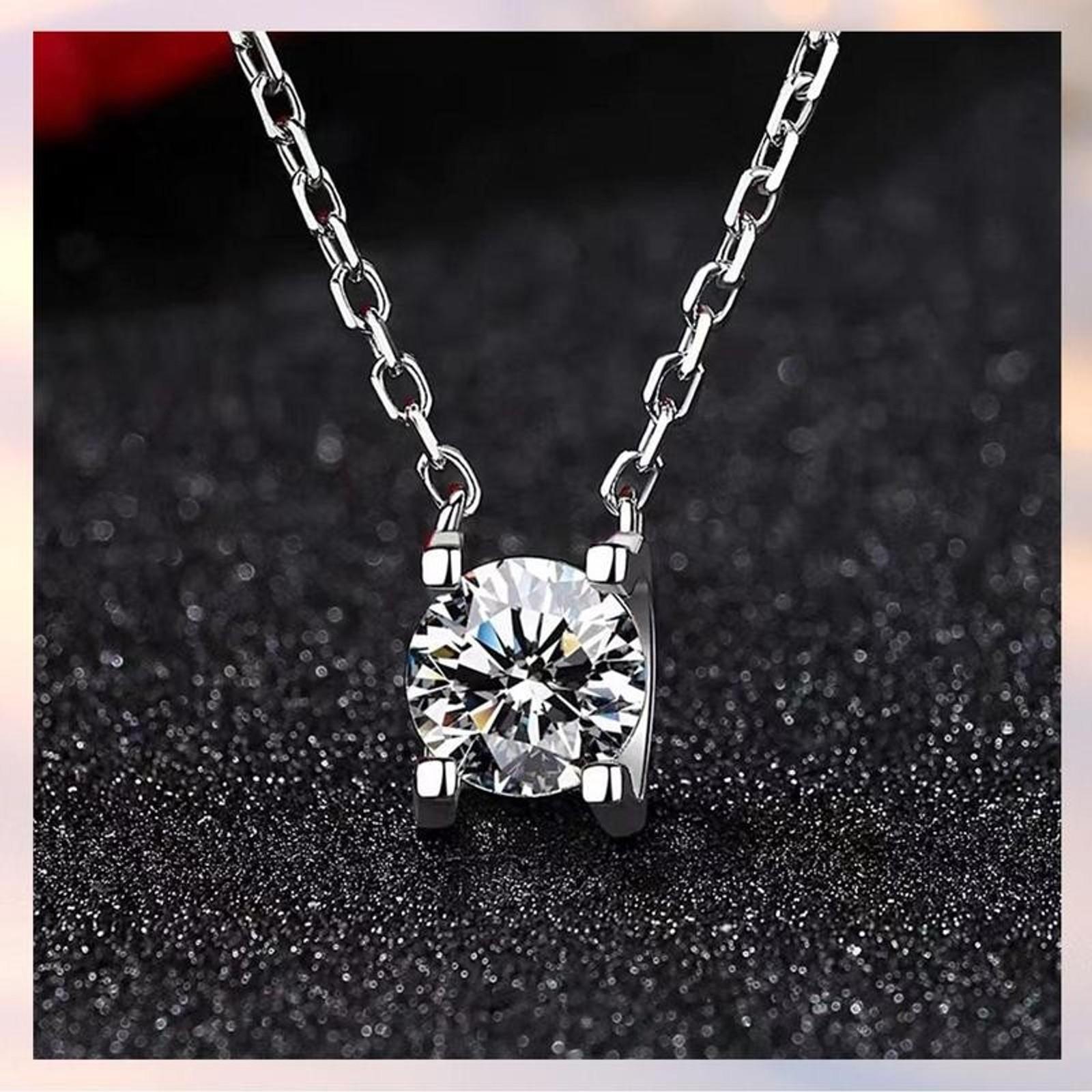Synthetic Moissanite Pendant Necklace for Women 0.5/1.0/2.0CT S925 Silver Chain Fashion Necklace Christmas Gift