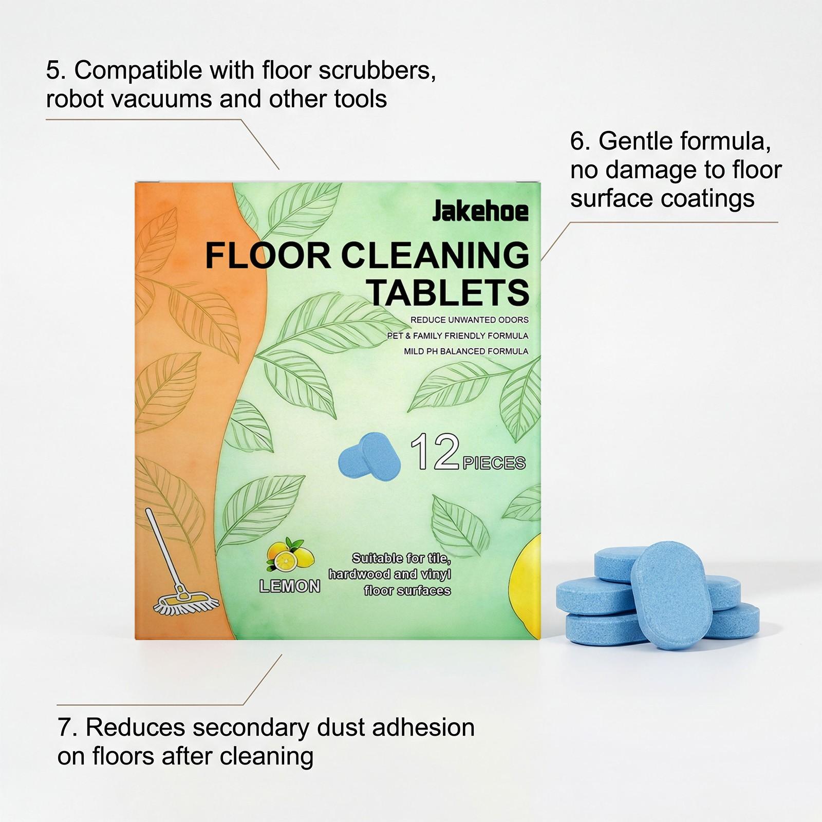 Floor Cleaning Tablets, 12 Pieces Per Pack, Tile Hardwood Floor Cleaner Stain Removal Fragrant Clean Shine Effervescent Tablets