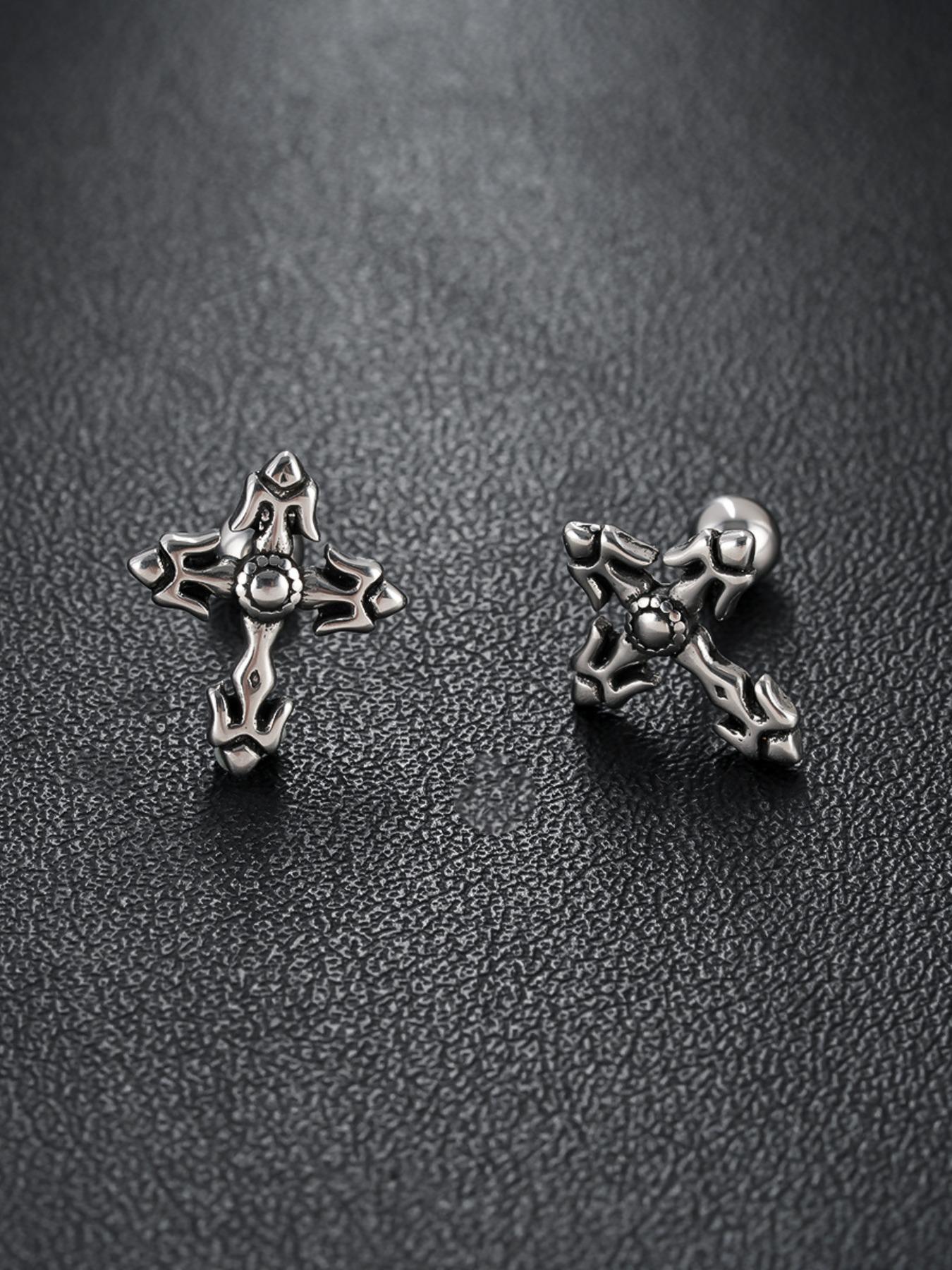 Cross Earrings for Men and Women, Punk Fashion Jewelry, Trendy and Stylish Ear Studs, Versatile Accessory for All Occasions