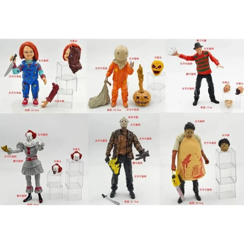 Horror Movie Characters Chucky Freddy Jason Trick 'R Treat Sam  Scary Saw Articulated Joints Moveable Action Figures Toys