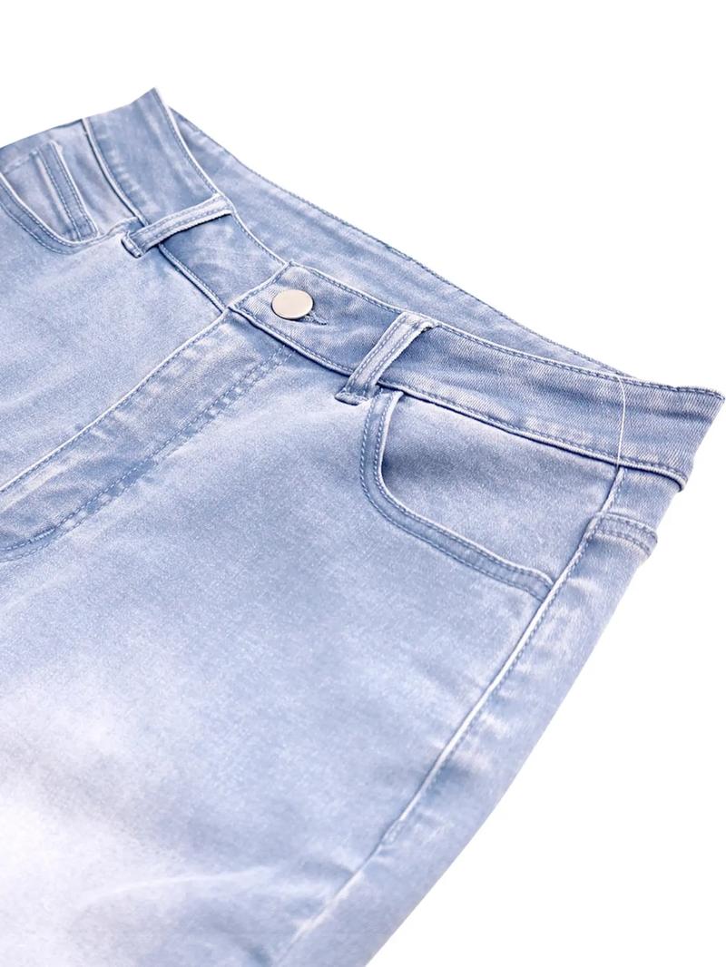 Women's Elastic Casual Denim Bell Bottoms, Slim-Fitting Natural Waist Pants, Plain Pattern, All Seasons, Pockets Design