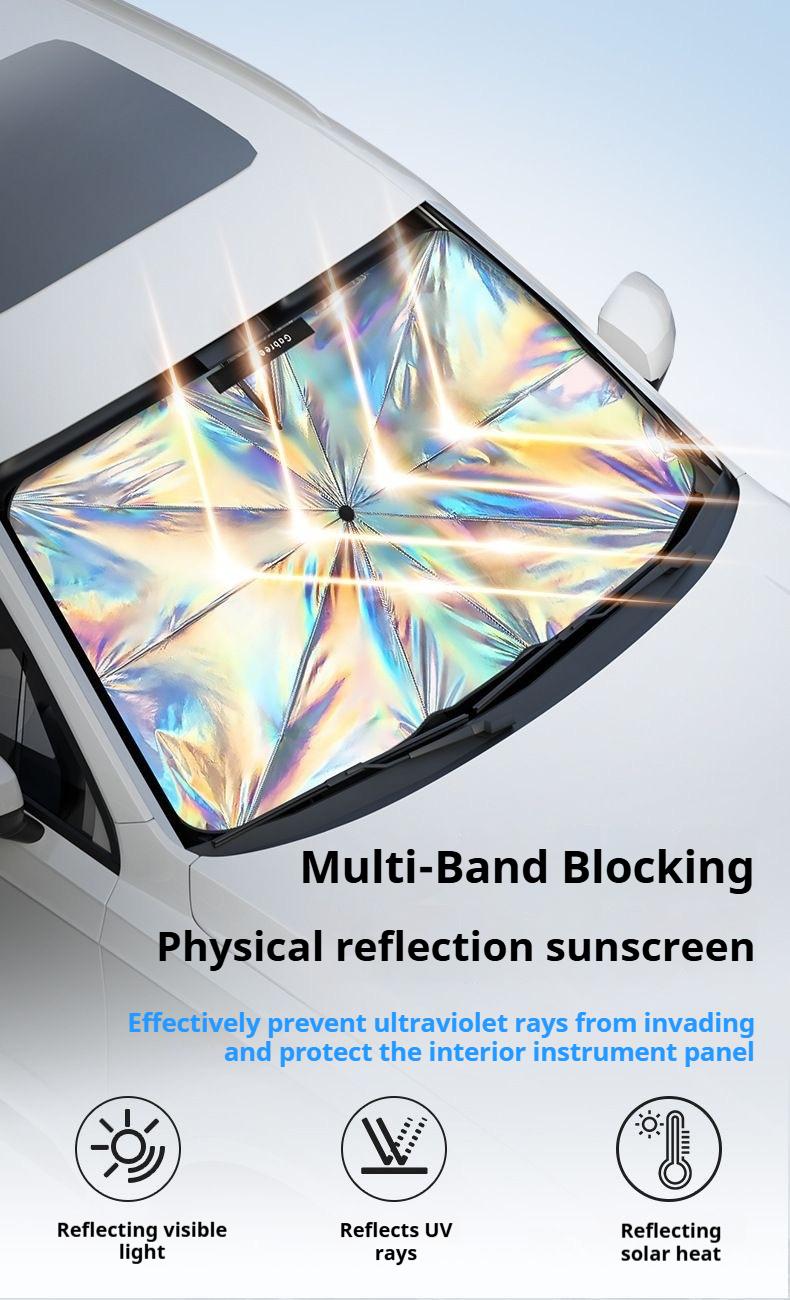 JOYTUTUS Foldable Car Sunshade Umbrella with UV Blocking - Protects from Sun Rays & Heat Damage - Keeps Vehicle Cool - Versatile for Various Car Models