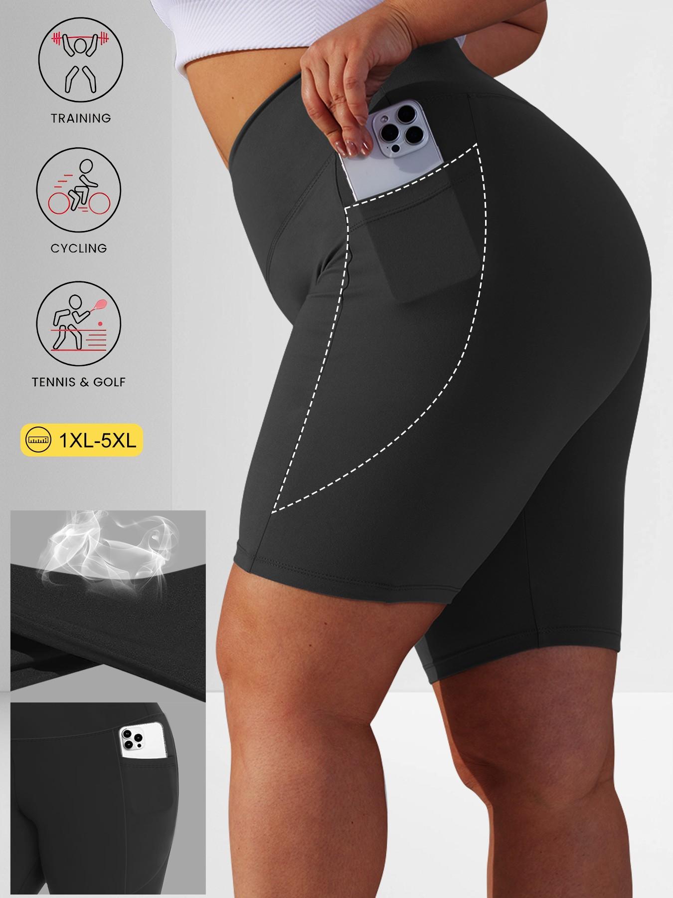 High Waist Pocket Tight Shorts, Crescent Shape Side Pockets, High Elasticity Four-Way Stretch Fabric, Soft Like Butter, Multi-Color Options, High Waisted Shorts