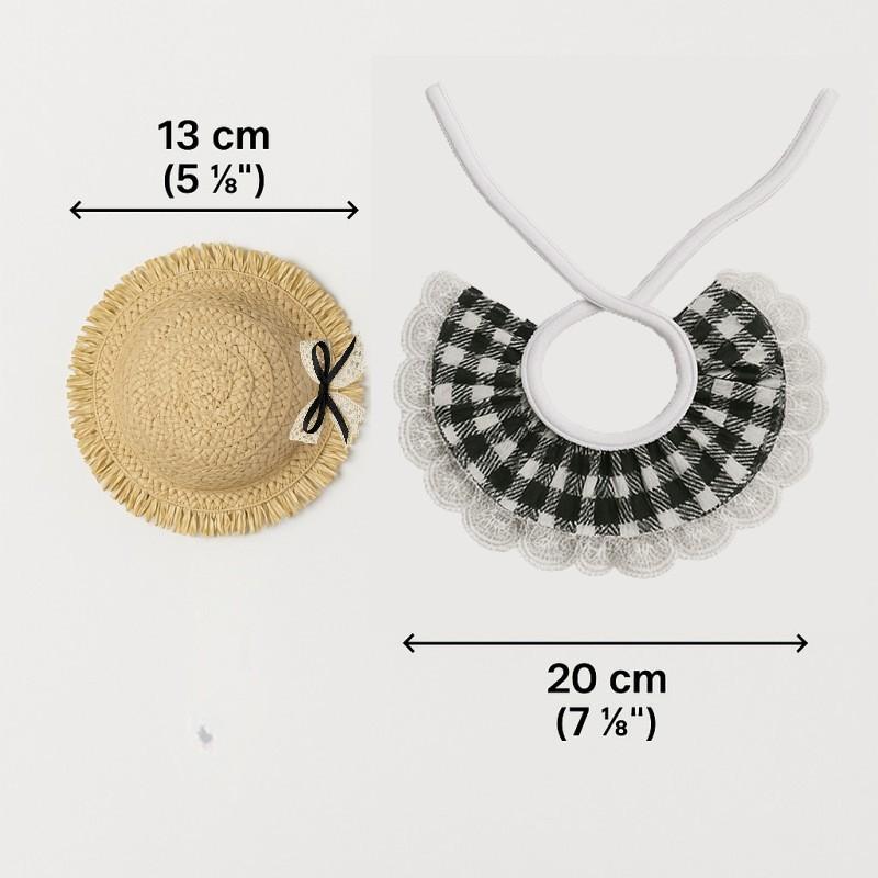 Porch Decor Goose Summer Two-Piece Decorative Outfit — Straw Hat & Lace Plaid Scarf — Suitable for 23-Inch Lawn Decor Geese (Garden & Yard Decoration)