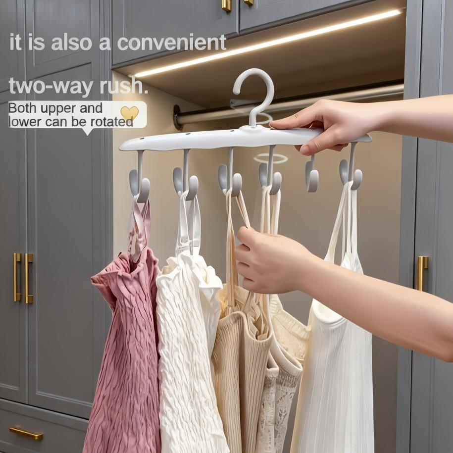 Space-Saving 12-Hook Rotating Clothes Hanger Organizer, Perfect for Hanging Belts, Underwear, Tank Tops, Dresses, Portable Storage Box for Dorms and Home