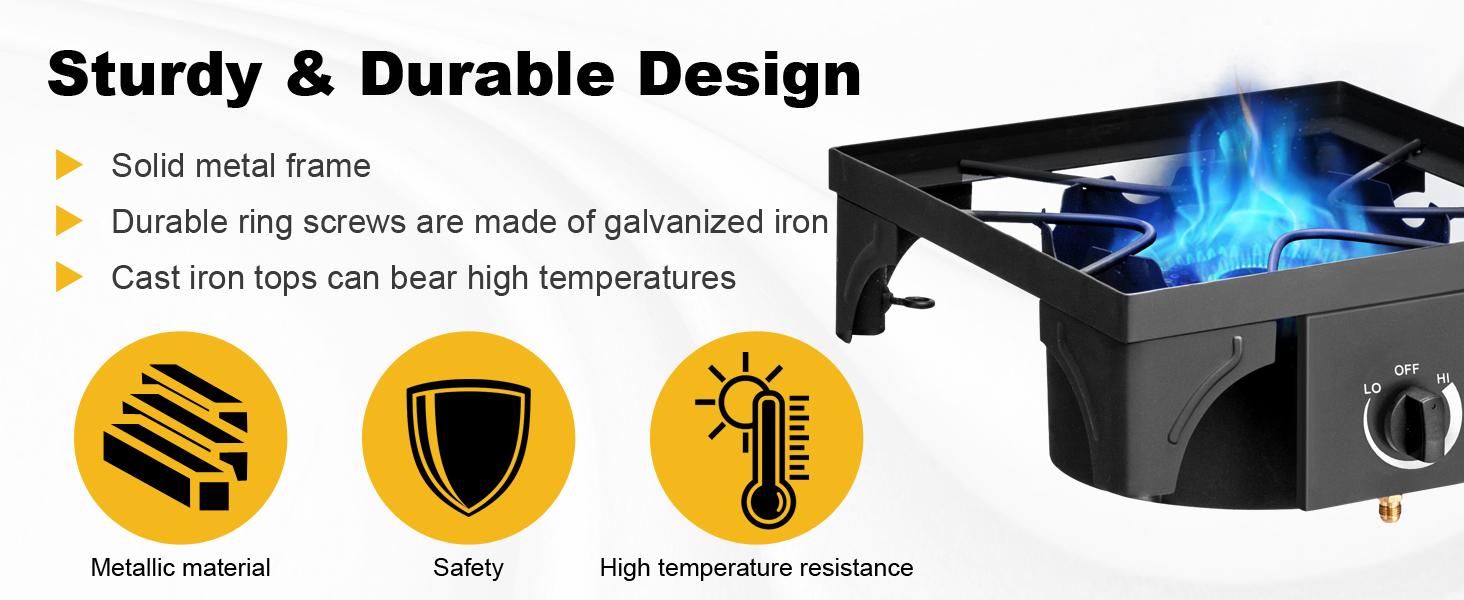 GEEKHOM Outdoor Camping Stove, Dual Burner Propane Gas Cooker w/Detachable Legs & 0-20 PSI Regulator & CSA Approval for Camp Patio RV, Cast Iron, 150,000-BTU GEEKHOM Outdoor Camping Stove, Dual Burner Propane Gas Cooker w/Detachable Legs & 0-20 PSI Regulator & CSA Approval for Camp Patio RV, Cast Iron, 150,000-BTU