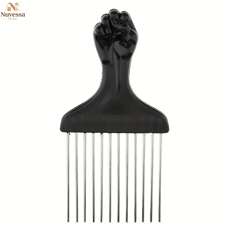 NUVES 1pc Stainless Steel Hair Salon Pick Combs, Wig Braid Hair Styling Comb, Salon Barber Shop Professional Hair Styling Tool Curly Thick Tangled Hair
