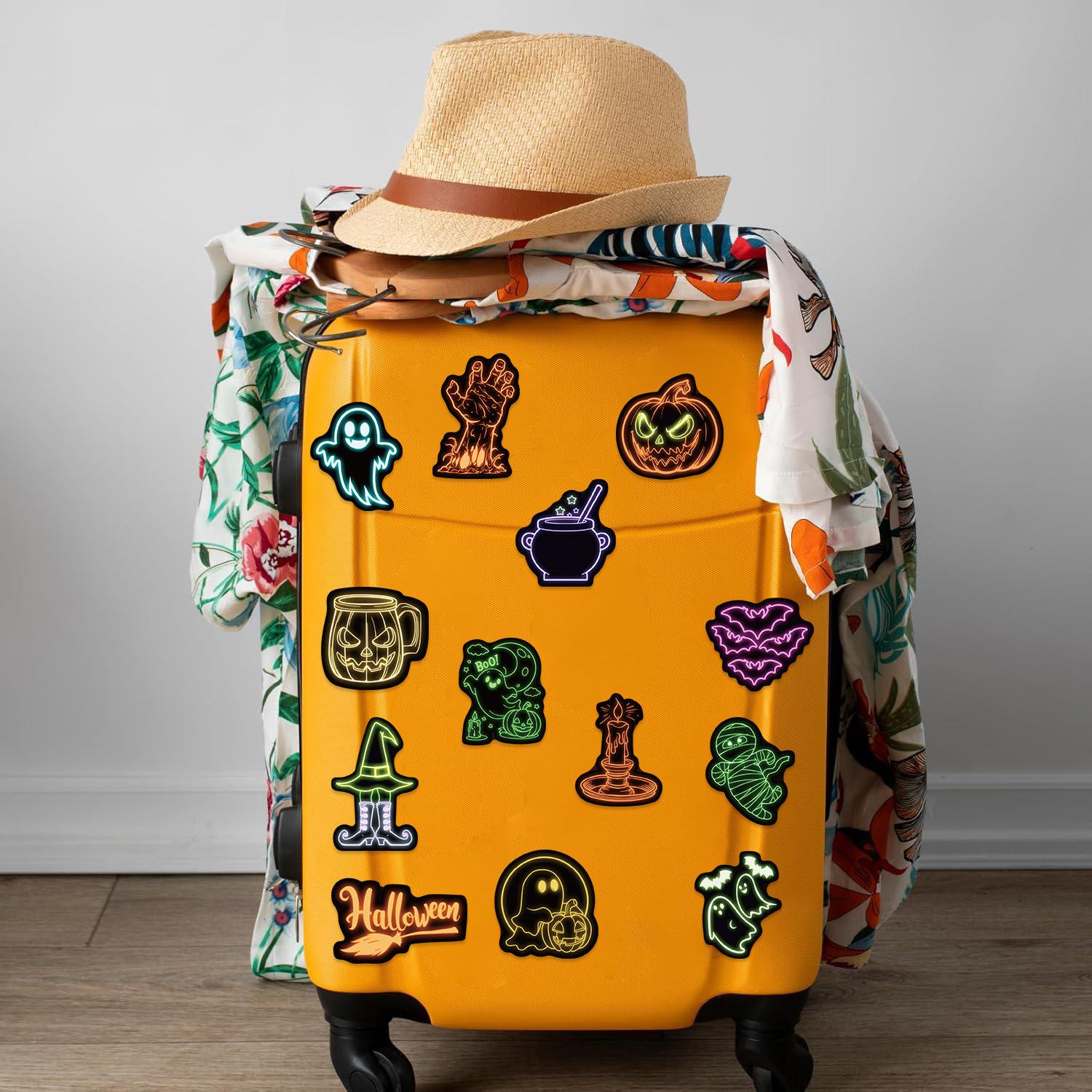 100pcs Cartoon Neon Halloween Stickers, Includes Sticker, Skull Decal, Graphic Decal, Side Decals, Suitable for Scrapbooks, Diaries, Laptops, Water Bottles, Cars and Other Faith-based Designs, Gifts with Positive Messages, Premium Skull Stickers