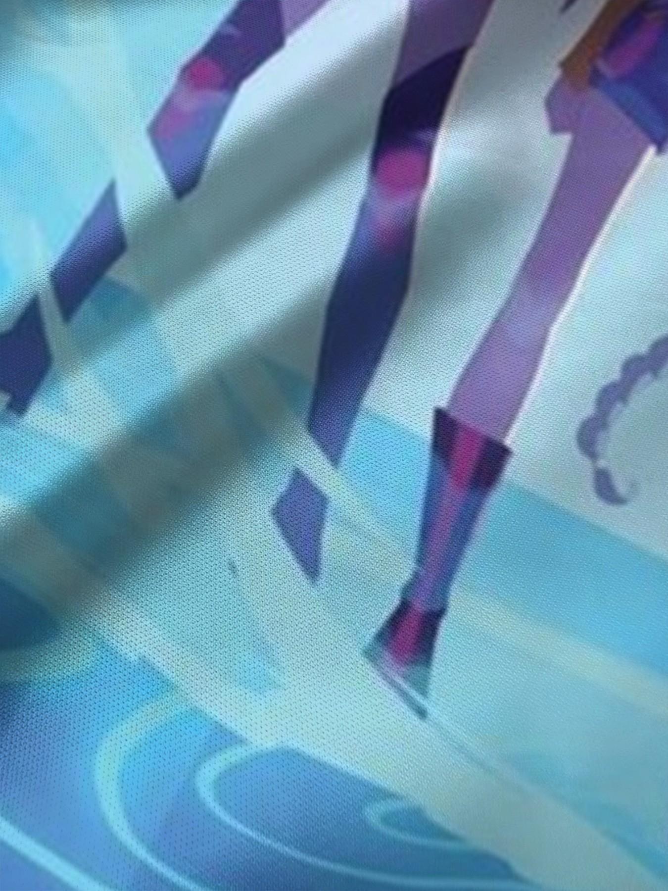 Girls' Fantasy City Battle Dress, Blue Gradient A-Line, Fashion Outdoor Wear, Birthday Gift, Festival Gift