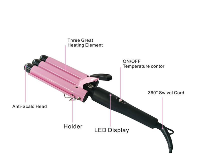 3 Jumbo Barrel Curling Iron Wand 25mm/32mm Hair Waver Temperature Adjustable Ceramic Big Waves Hair Crimper