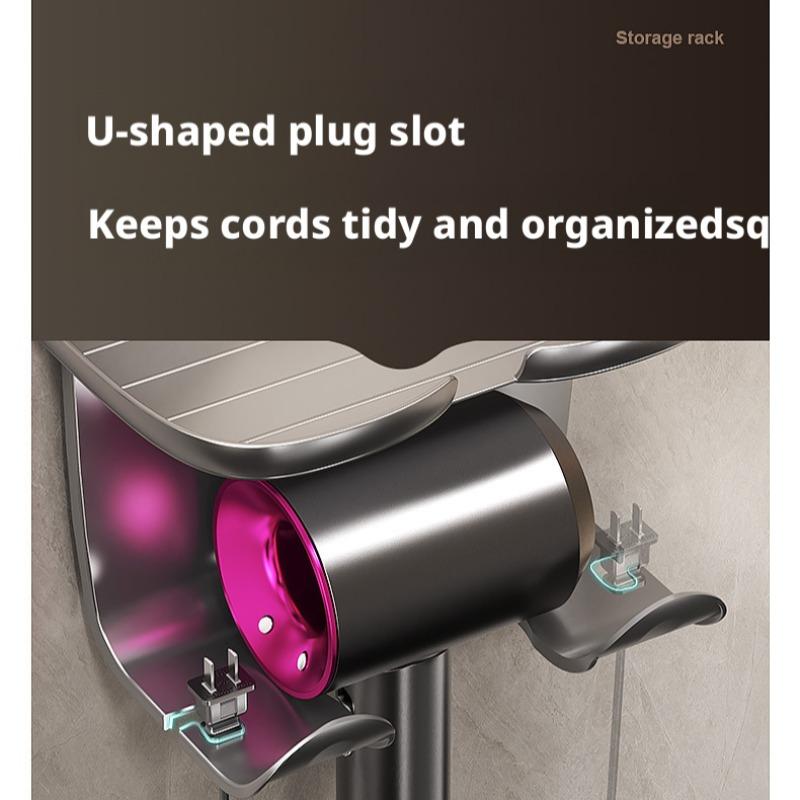 Multifunctional No-Drill Bathroom Hair Dryer Stand, Bear Head Integrated Hair Dryer Rack, Space-Saving Storage Solution for Bathrooms