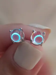 Elegant Women's 925 Silver Moonstone Earrings, Hypoallergenic Fashion Square Stud Earrings, Simple Style Jewelry for Daily Wear & Gifting