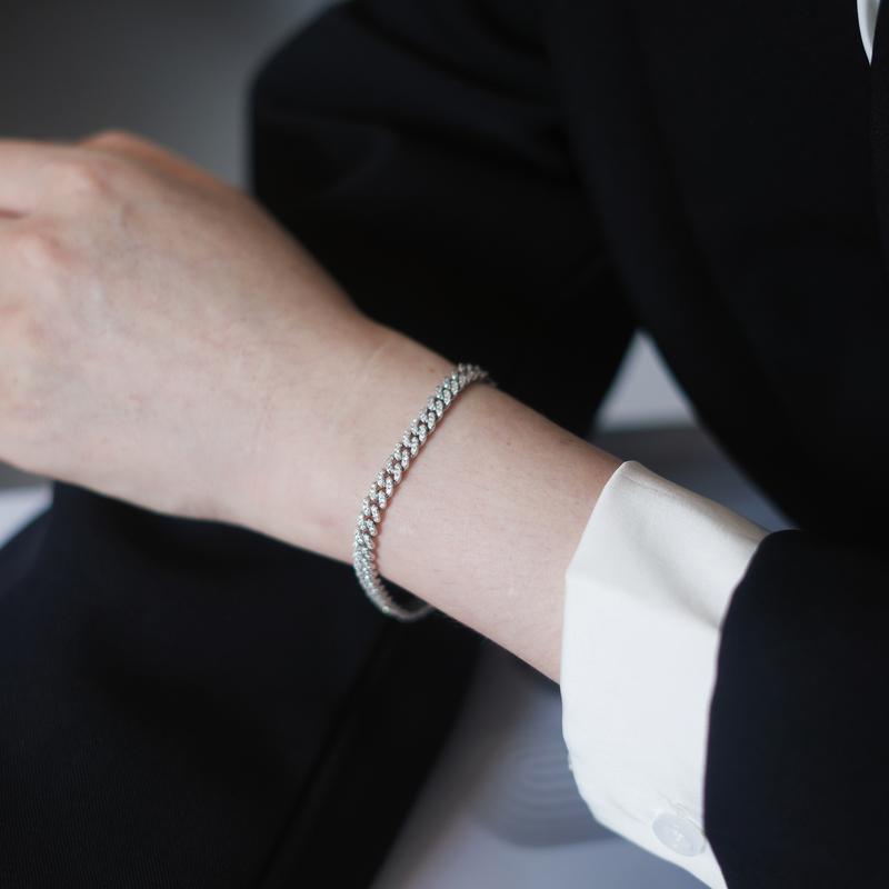 【#355】5mm Synthetic Moissanite Cuban Link Cuban Necklace and Necklace  Jewelry in 925 Sterling Silver