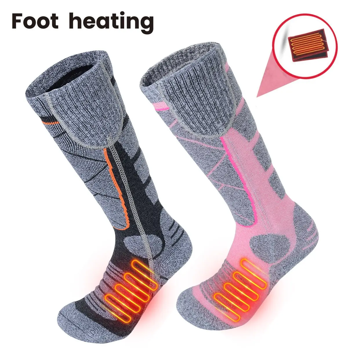 Heating Socks for Men and Women, Outdoor Socks, Rechargeable and Washable, 4000mah Battery, Ideal for Hunting, Camping, Walking, Fishing