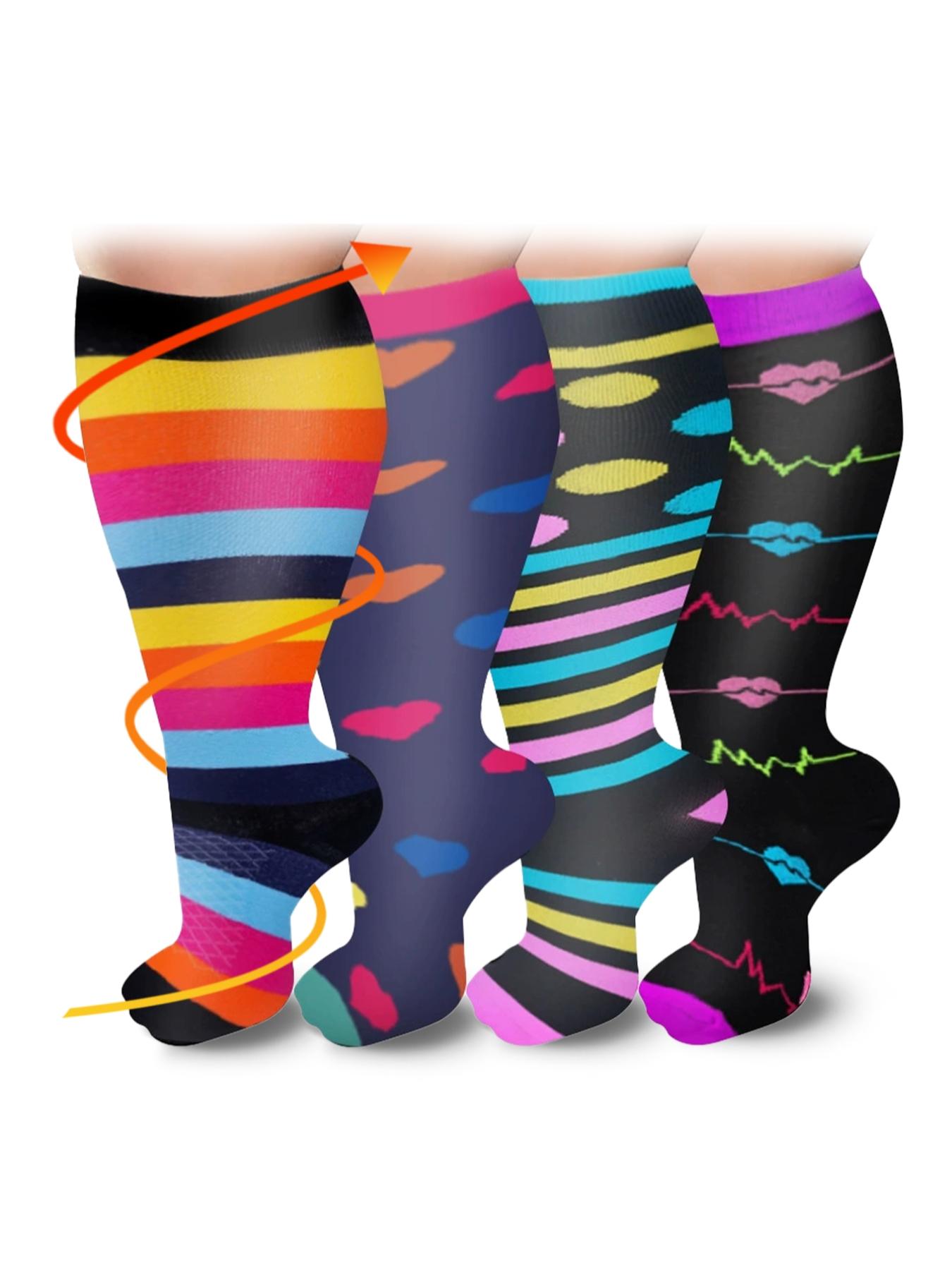 Women's Plus Size Compression Socks, Sports Running Socks for Circulation, Nurses, Pregnant Women, Sports Socks for Women, Compression Athletic Socks