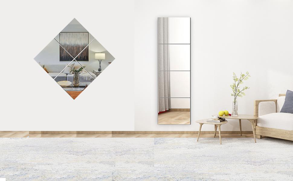 Unbreakable Acrylic Mirror Non-Glass shatterproof Mirror Full Length Wall Gym for Home Mirror Frameless Home Fitness Mirrors (4pcs,12 in x12 in ), Silver20 Unbreakable Acrylic Mirror Non-Glass shatterproof Mirror Full Length Wall Gym for Home Mirror Frameless Home Fitness Mirrors (4pcs,12 in x12 in ), Silver20