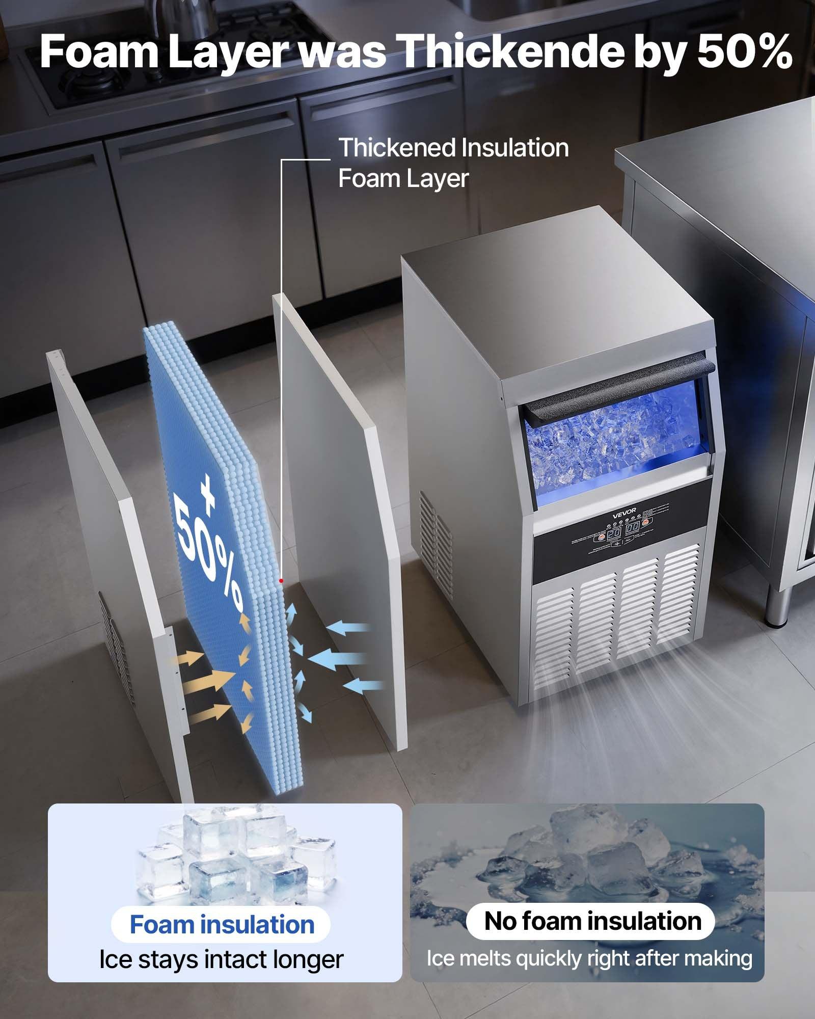 VEVOR Commercial Ice Maker Machine, 160 lbs/24h with 30 lbs Storage Capacity, Built-in/Freestanding/Under Counter, Stainless Steel Ice Maker with LED Display & Self-Cleaning, for Home Bar Restaurant VEVOR Commercial Ice Maker Machine, 160 lbs/24h with 30 lbs Storage Capacity, Built-in/Freestanding/Under Counter, Stainless Steel Ice Maker with LED Display & Self-Cleaning, for Home Bar Restaurant