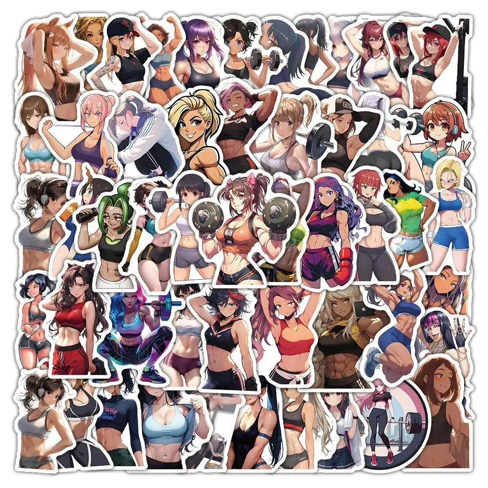 2026 Hot selling toys 54PCS Sports Girl Stickers For Teenagers Colorful Personalized Decoration Decals Skateboard Motorcycle Phone Laptop Diy Stickers Internet-famous toy