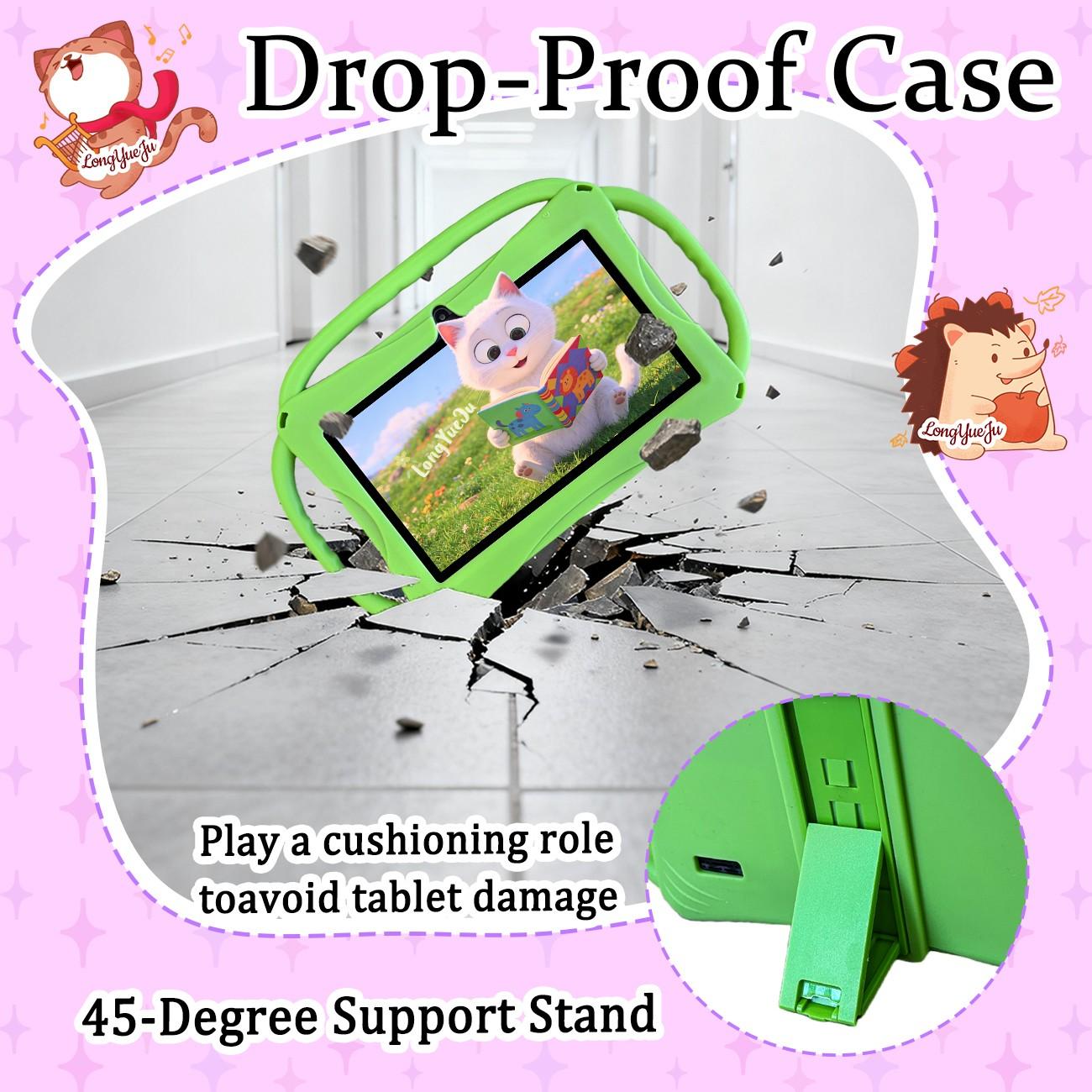 7-inch ultra light children's tablet, Childrens tablet, Toddler tablet, Kid Tablet, One handed grip for children, Anti fall silicone cover+parental whitelist control, Pre installed offline learning content for sofa/car/travel, Blue kindergarten birthday