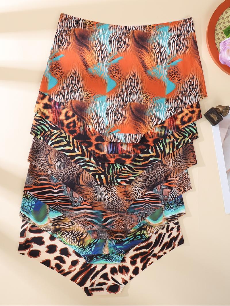 【Plus Size】 Women's Leopard Print Panty, Breathable Comfortable Seamless Knicker for Daily Wear, Casual Breathable Knicker, Women's Underwear for All Seasons