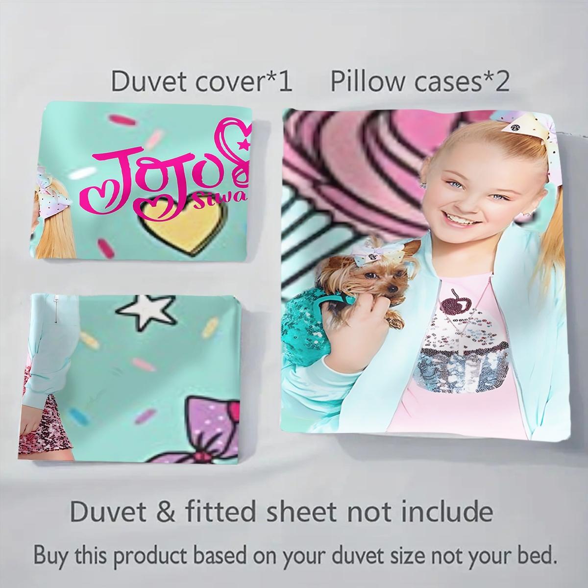 3Pcs,JoJo Siwa design three-piece bedding set, soft, comfortable and skin-friendly, universal in all seasons, bedding set, no pillow core, no quilt core, suitable for bedrooms, guest rooms - (1 quilt cover + 2 pillowcases)