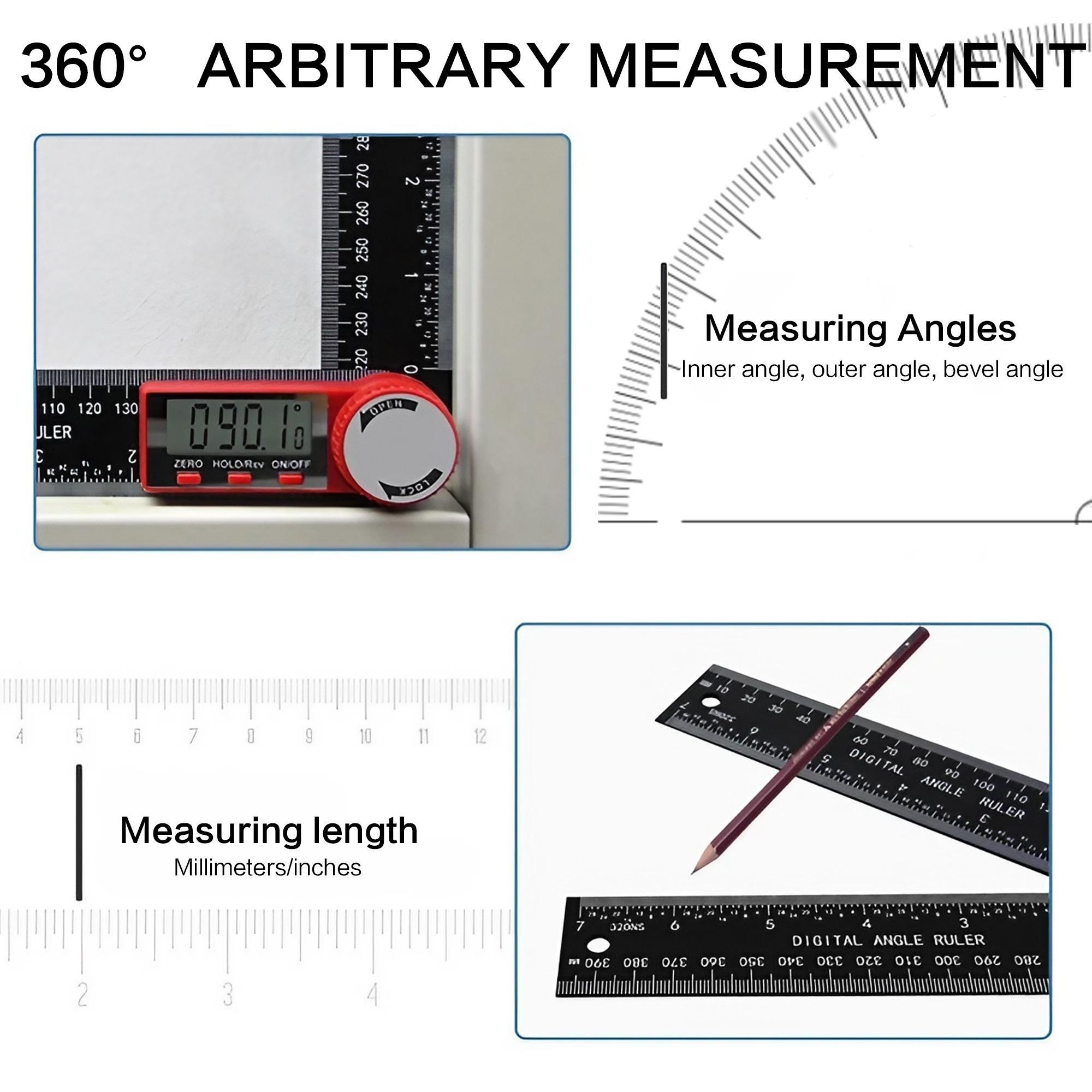 200mm digital angle ruler with dual functions for precise measurement, 360-degree free-rotating goniometer, professional-grade high-precision digital angle ruler, portable multi-function angle measuring tool
