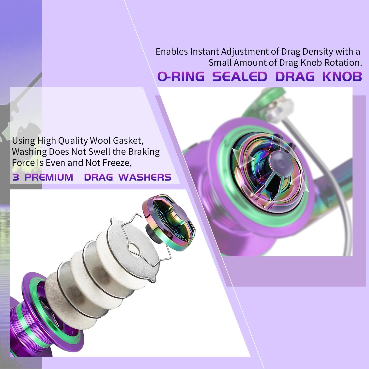 Sougayilang 30 Ton Carbon Fiber Spinning and Colorful Ultralight Spinning , 6.0:1 High​​Gear Ratio  Fishing Rod