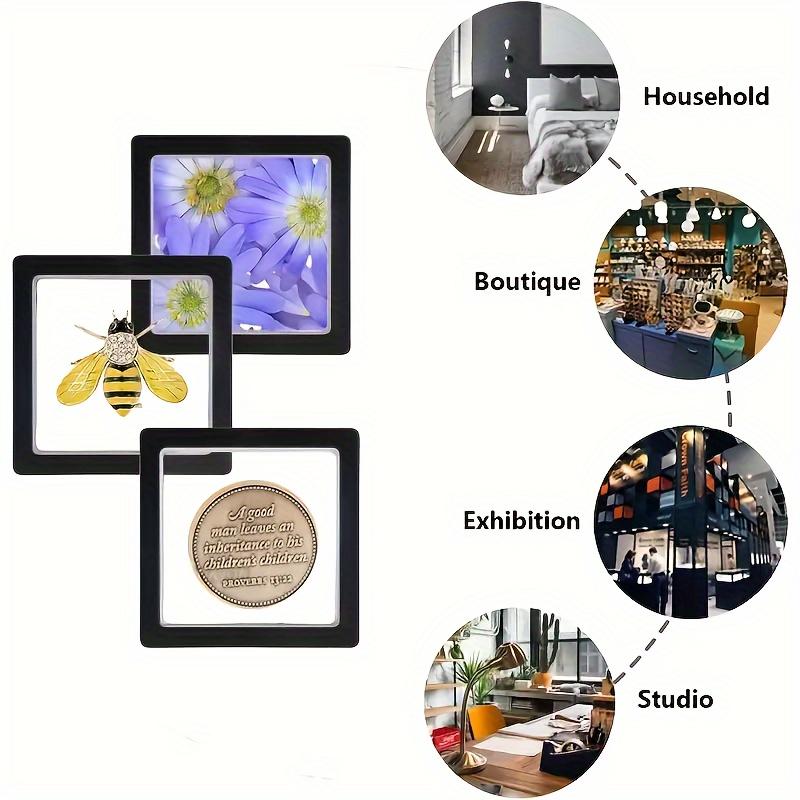 3D Floating Display Box, Dustproof Jewelry Packaging, Transparent Hanging Storage Box for Storing Necklaces, Bracelets, Rings, Coins, Earrings, and Pins, with Elastic Film, Gift Box for Retail and Personal Use.