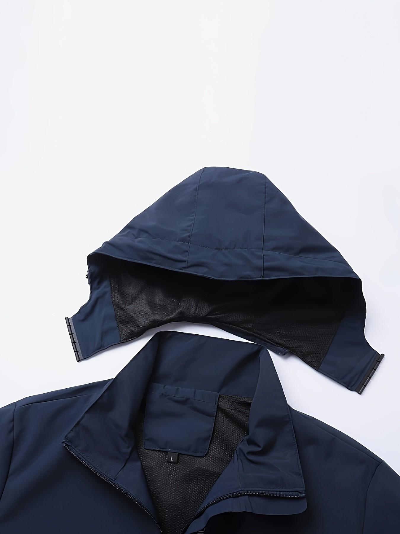 Men's Lightweight Polyester Fashion Long Sleeve Hooded Jacket, Mercury Print, Front Zipper, Casual Outdoor Spring Summer Coat