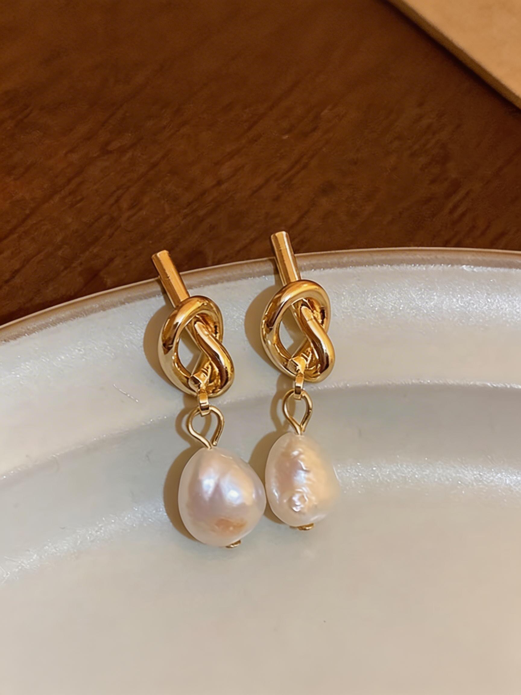 Elegant Simulated Pearl Earrings Set, French Style Minimalist Design, Perfect Gift for Women, Ideal for Daily Wear & Parties