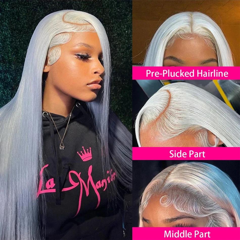 Bling Hair Silver Grey Color Straight 13x4 Lace Front Wig Human Hair Brazilian Transparent Lace 13x6 Frontal Wigs For Women Human Hair Preplucked  #TikTokShopBlackFriday