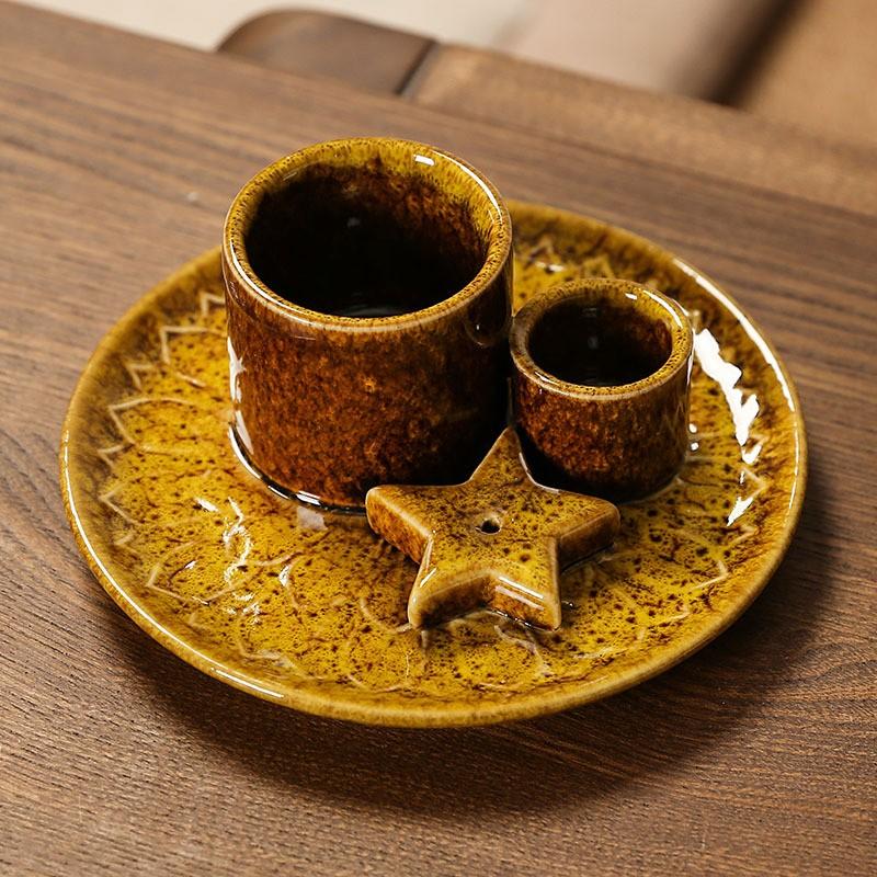 Morandi Color Ceramic Candle Holder, Nordic Style Home Atmosphere Decor, Mint Reed Diffuser, Solid Wood Tray, Home Ornament