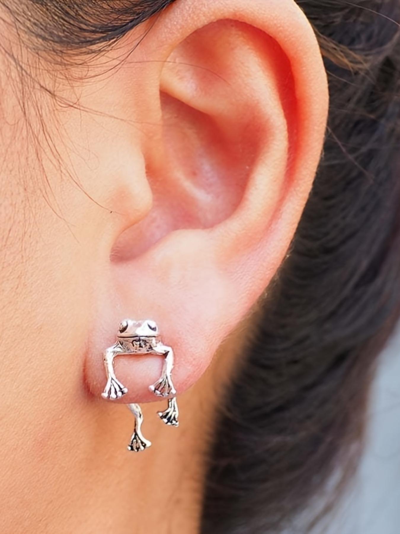 Creative Funny Retro Style Frog Design Pretty Studs Earrings, Dainty Fashion Jewelry, Unique Animal Design Dainty Matching Jewelry Accessory As Gift for Women