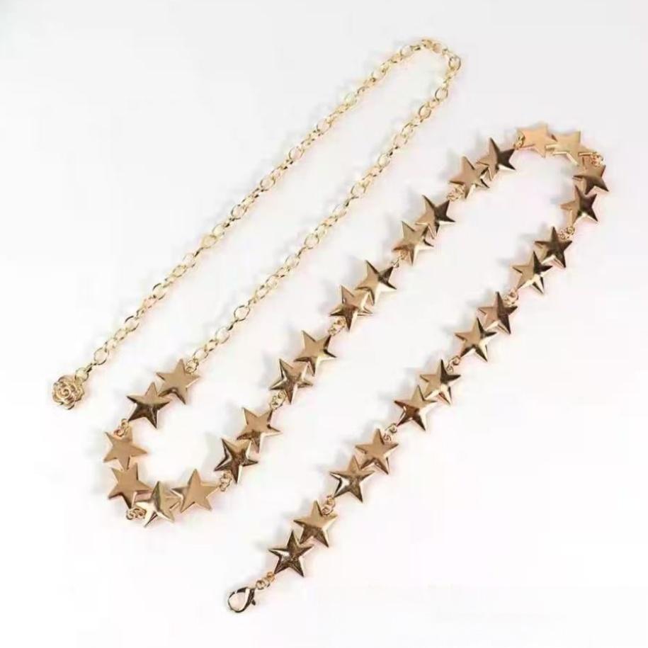 Adjustable Star Metal Chain Waist Belt, Rose Tail Design, Punk Style Fashion Accessory, Unique Hip-Hop Decorative Waistband