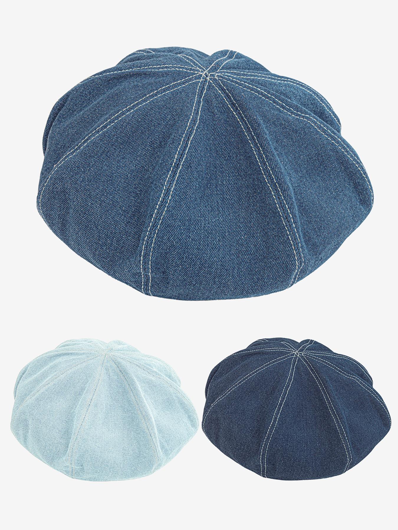 1PC ladies' vintage denim beret, a classic eight-piece denim beret, a painter's hat with a classic French style, suitable for daily commuting and street style outfits 1PC ladies' vintage denim beret, a classic eight-piece denim beret, a painter's hat with a classic French style, suitable for daily commuting and street style outfits
