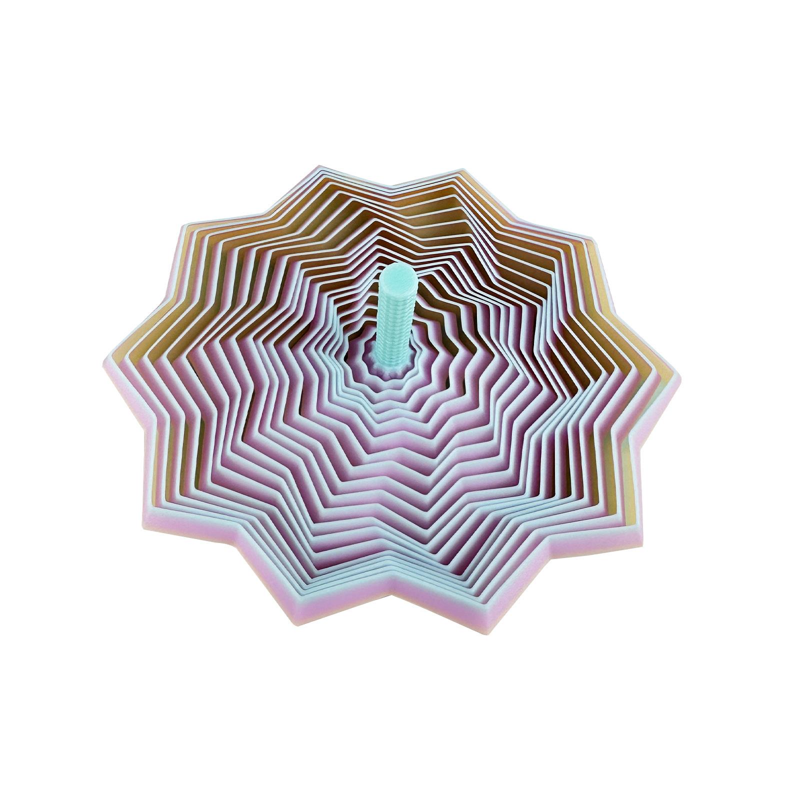 3D Printed Sensory Star Shape, Handheld Fractal Hexagon Decompression Toy, Office Desk Pressure Reliever, Stress Relief Fidgeting, Rotating Spiral