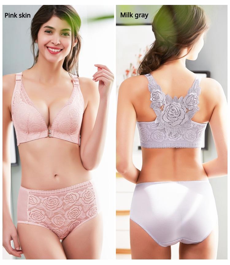 Push Up Wire Free Bra with Adjustable Sexy Front Closure Rose Inspired Cross Back Seamless and Side Support Perfect for Daily Wear